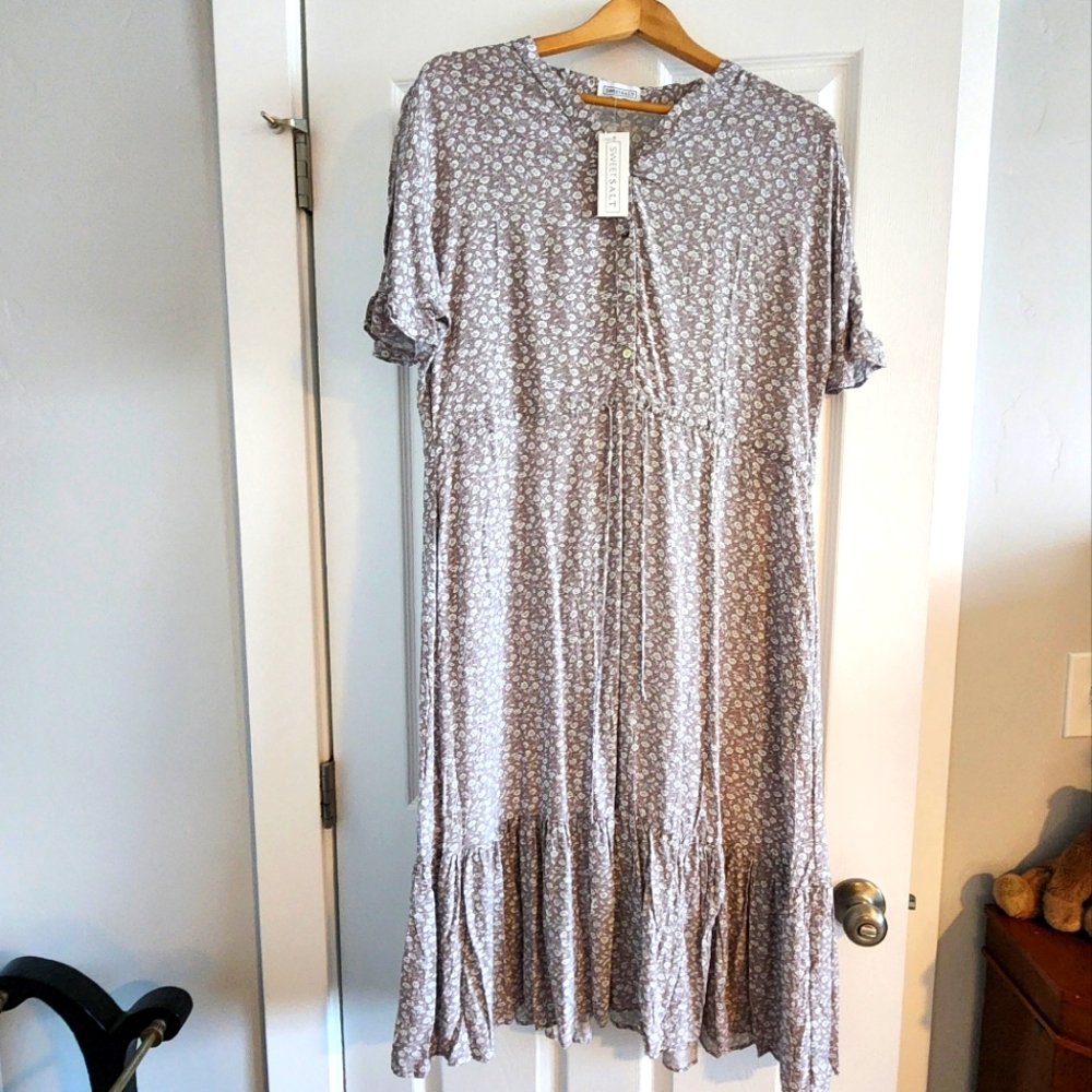 Floral Gray Dress- Midi